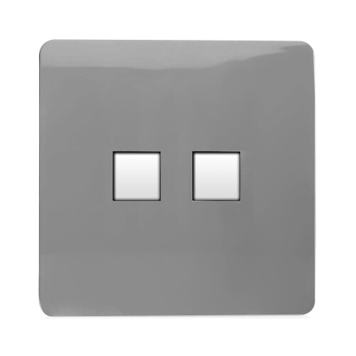 Trendi Switch Trendi Switch 2 Gang RJ45 Cat 6 Modern Designer PC Ethernet Socketin Light Grey