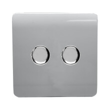 Trendi Switch 2 Gang 1 or 2 way 150w Rotary LED Dimmer Light Switchin Platinum Silver