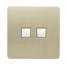 Trendi Switch 2 Gang RJ45 Cat 6 Modern Designer PC Ethernet Socketin Champagne Gold