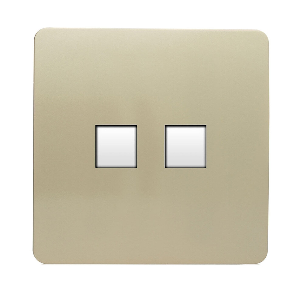 Trendi Switch 2 Gang Rj45 Cat 6 Modern Designer Pc Ethernet Socketin Champagne Gold