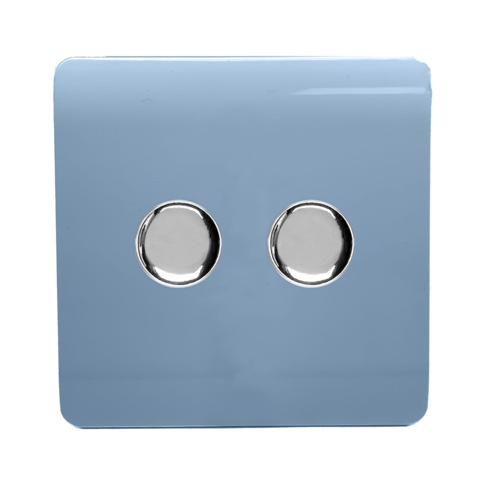 Trendi Artistic Modern Glossy Tactile 2 Gang 2 Way 120w LED Dimmer Switch Sky - Image 6