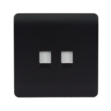 Trendi Switch 2 Gang RJ45 Cat 6 Modern Designer PC Ethernet Socketin Matt Black