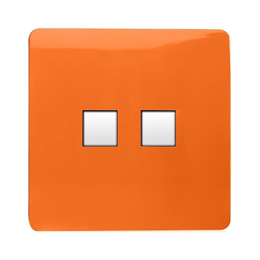 Trendi Switch 2 Gang Rj45 Cat 6 Modern Designer Pc Ethernet Socketin Sunset Orange