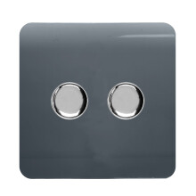 Trendi Switch 2 Gang 1 or 2 way 100w Rotary LED Dimmer Light Switchin Warm Grey