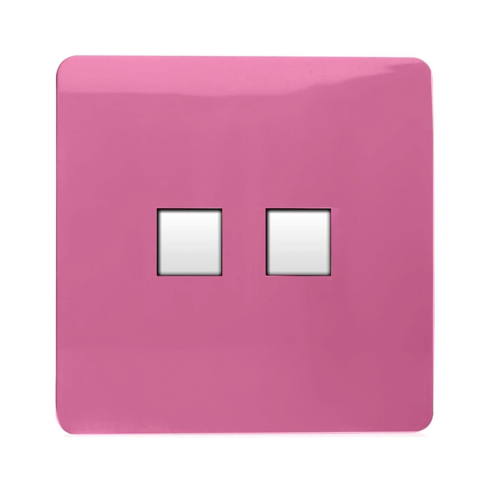 Trendi Switch 2 Gang Rj45 Cat 6 Modern Designer Pc Ethernet Socketin Candy Pink