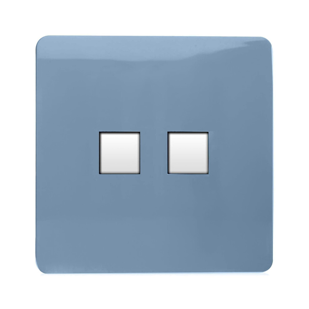 Trendi Switch 2 Gang Rj45 Cat 6 Modern Designer Pc Ethernet Socketin Sky Blue 5060998724185