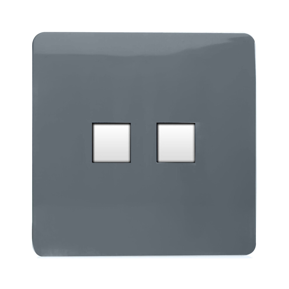 Trendi Switch 2 Gang Rj45 Cat 6 Modern Designer Pc Ethernet Socketin Warm Grey