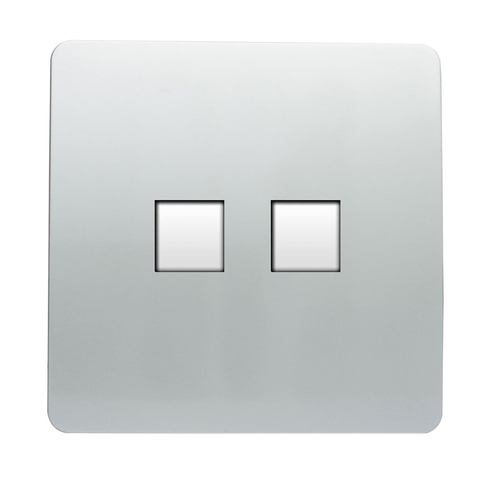 Trendi Switch 2 Gang Rj45 Cat 6 Modern Designer Pc Ethernet Socketin Platinum Silver 5060998724086