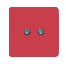 Trendi Switch 2 Gang Male F-Type Satellite Television Socketin Strawberry Red