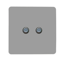 Trendi Switch 2 Gang Male F-Type Satellite Television Socketin Light Grey