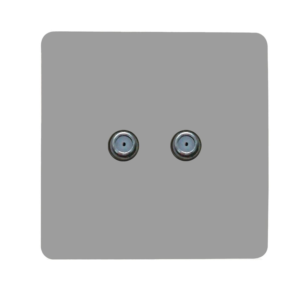 Trendi Switch 2 Gang Male F-Type Satellite Television Socketin Light/Grey