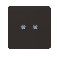 Trendi Switch 2 Gang Male F-Type Satellite Television Socketin Dark Mocha Brown