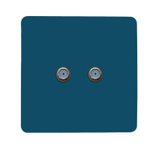 Trendi Switch 2 Gang Male F-Type Satellite Television Socketin Midnight Blue