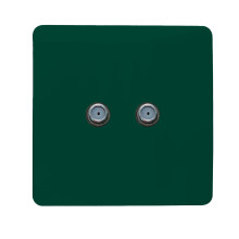 Trendi Switch 2 Gang Male F-Type Satellite Television Socketin Dark Forest Green