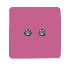 Trendi Switch 2 Gang Male F-Type Satellite Television Socketin Candy Pink