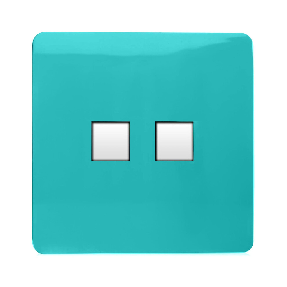 Trendi Switch Dark/Green 2 Gang Rj45 Cat 6 Pc Ethernet & Modern Designer Telephone Slave Sockets In Forest - Image 3