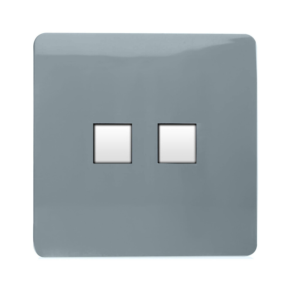 Trendi Switch 2 Gang Rj45 Cat 6 Pc Ethernet & Modern Designer Telephone Slave Sockets In Light Grey - Image 3