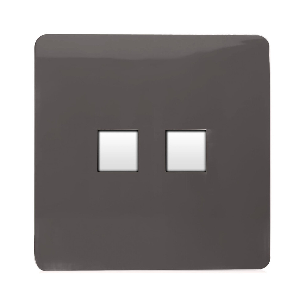 Trendi Switch 2 Gang RJ45 Cat 6 Ethernet and Telephone Slave Socket in Copper, Screwless Design - Image 3
