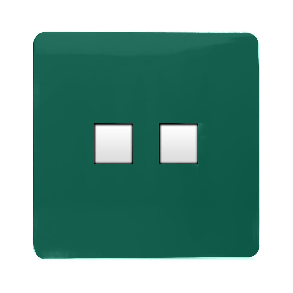 Trendi Switch Green 2 Gang Rj45 Cat 6 Pc Ethernet & Modern Designer Telephone Slave Sockets In Moss - Image 3