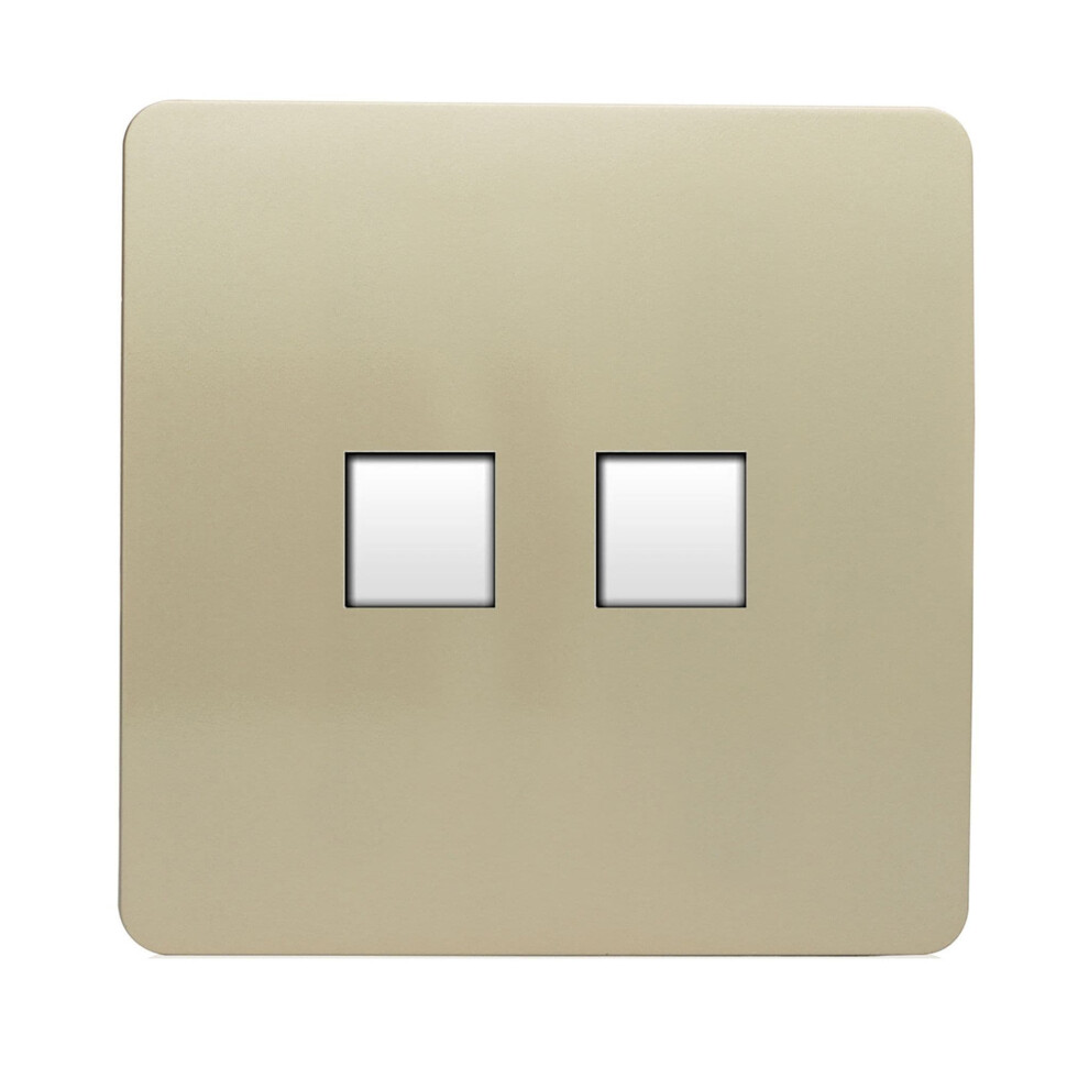 Trendi Switch 2 Gang Rj45 Cat 6 Pc Ethernet & Modern Designer Telephone Slave Sockets In Matt Black - Image 3