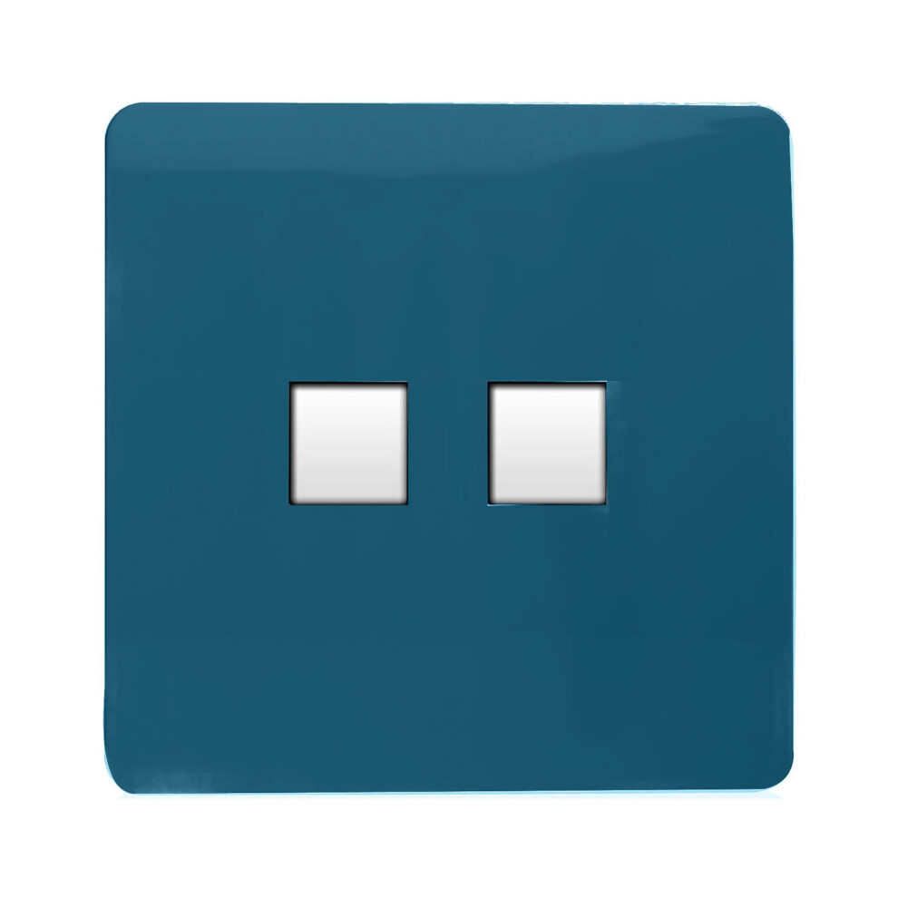 Trendi Switch 2 Gang Rj45 Cat 6 Ethernet & Telephone Secondary Sockets - Navy Blue - Image 3