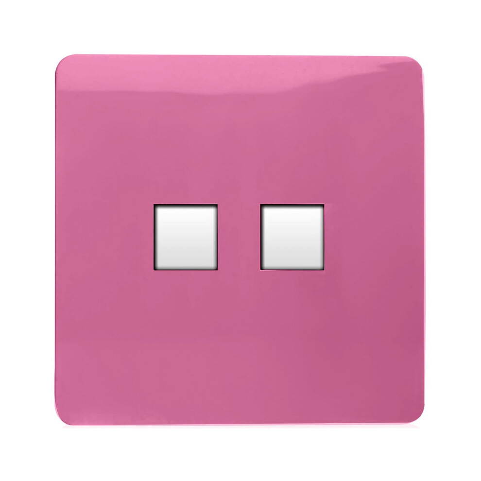 Trendi Switch Purple 2 Gang Rj45 Cat 6 Pc Ethernet & Modern Designer Telephone Slave Sockets In Plum - Image 4
