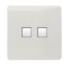 Trendi Switch 2 Gang RJ45 Cat 6 PC Ethernet & Modern Designer Telephone Slave Socketsin Ice White
