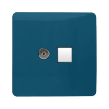 Trendi Switch 2 Gang TV Co-Axial & RJ45 Cat 6 Modern Designer PC Ethernet Socketsin Midnight Blue