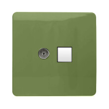 Trendi Switch 2 Gang TV Co-Axial & RJ45 Cat 6 Modern Designer PC Ethernet Socketsin Moss Green