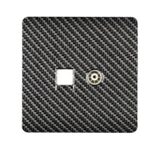Trendi Switch 2 Gang TV Co-Axial & RJ45 Cat 6 Modern Designer PC Ethernet Socketsin Carbon Fibre