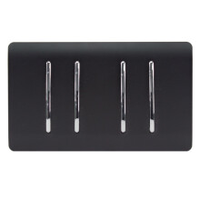 Trendi Switch 4 Gang Light Switch (2x 1 or 2 Way & 2 x Intermediate)in Matt Black
