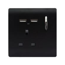 Trendi Switch 1 Gang USB 2100mA Plug Socketin Matt Black