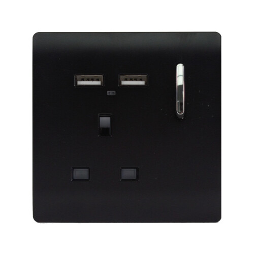 Trendi Switch Trendi Switch 1 Gang USB 2100mA Plug Socketin Matt Black
