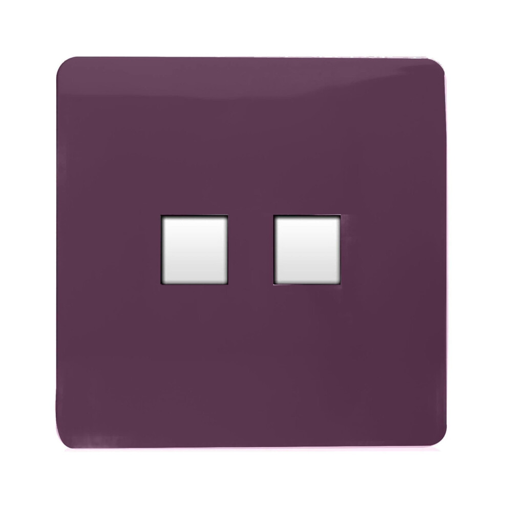 Trendi Switch 2 Gang Rj45 Cat 6 Modern Designer Pc Ethernet Socketin Plum Purple