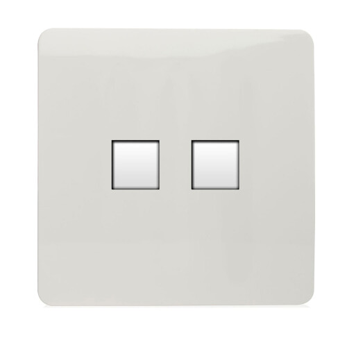 Trendi Switch Trendi Switch 2 Gang RJ45 Cat 6 Modern Designer PC Ethernet Socketin Ice White