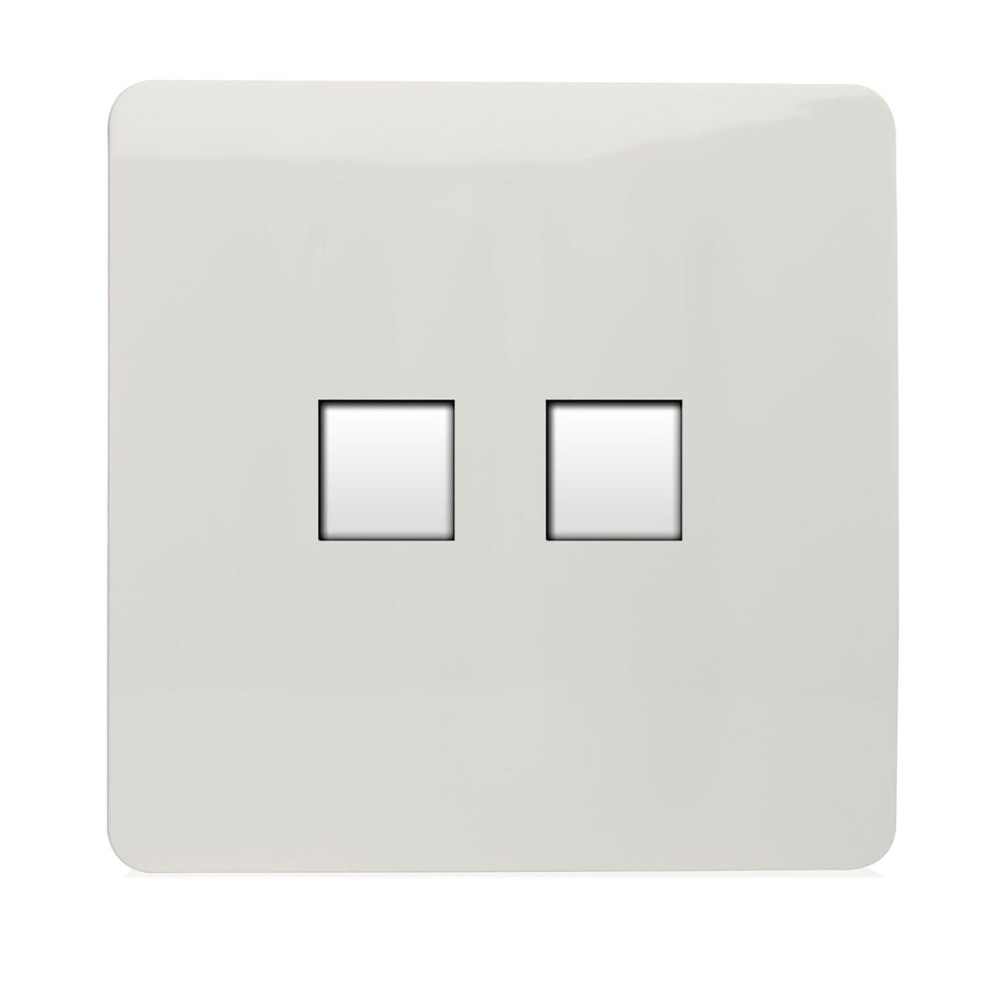 Trendi Switch 2 Gang Rj45 Cat 6 Modern Designer Pc Ethernet Socketin Ice White
