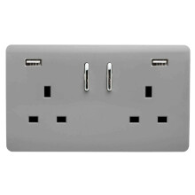 Trendi Switch 2 Gang USB 3100mA Plug Socketin Light Grey