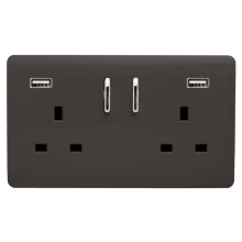 Trendi Switch 2 Gang USB 3100mA Plug Socketin Dark Mocha Brown