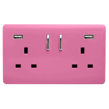 Trendi Switch 2 Gang USB 3100mA Plug Socketin Candy Pink