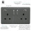 Trendi Switch Trendi Switch 2 Gang USB 3100mA Plug Socketin Charcoal Grey 2