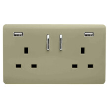 Trendi Switch 2 Gang USB 3100mA Plug Socketin Champagne Gold