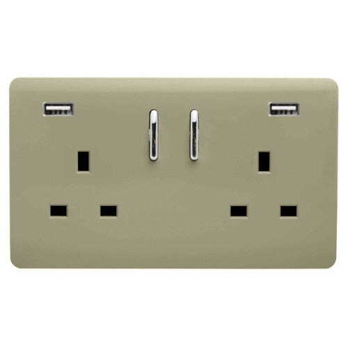 Trendi Switch Trendi Switch 2 Gang USB 3100mA Plug Socketin Champagne Gold