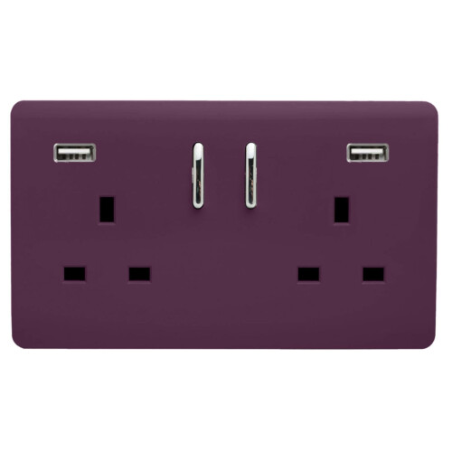 Trendi Switch Trendi Switch 2 Gang USB 3100mA Plug Socketin Plum Purple