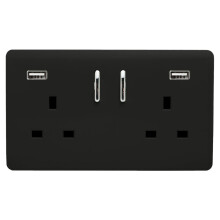 Trendi Switch 2 Gang USB 3100mA Plug Socketin Matt Black