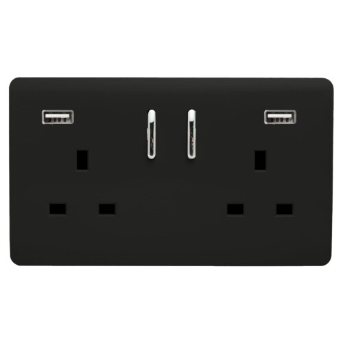 Trendi Switch Trendi Switch 2 Gang USB 3100mA Plug Socketin Matt Black