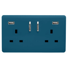 Trendi Switch 2 Gang USB 3100mA Plug Socketin Midnight Blue