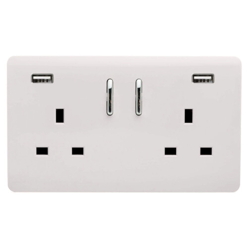 Trendi Switch Trendi Switch 2 Gang USB 3100mA Plug Socketin Ice White