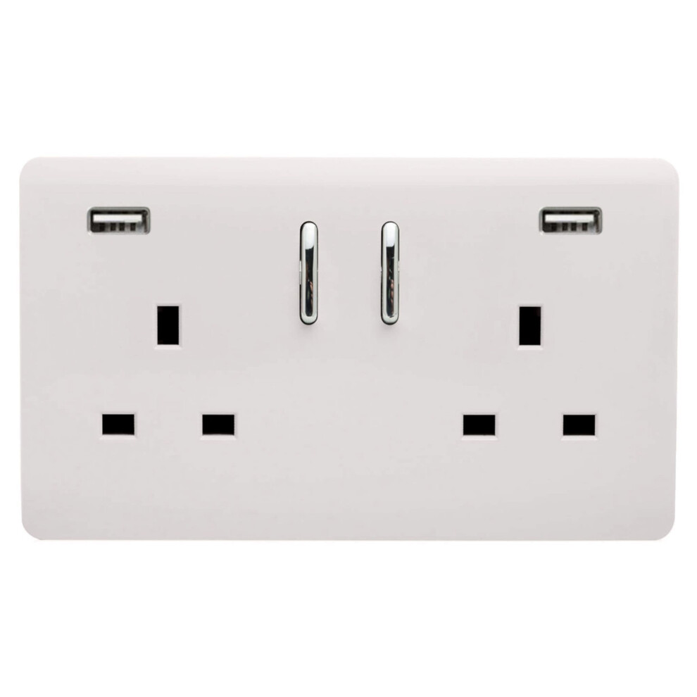 Trendi Switch 2 Gang Usb 3100Ma Plug Socketin Ice White 631576366131