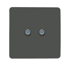 Trendi Switch 2 Gang Male F-Type Satellite Television Socketin Charcoal Grey