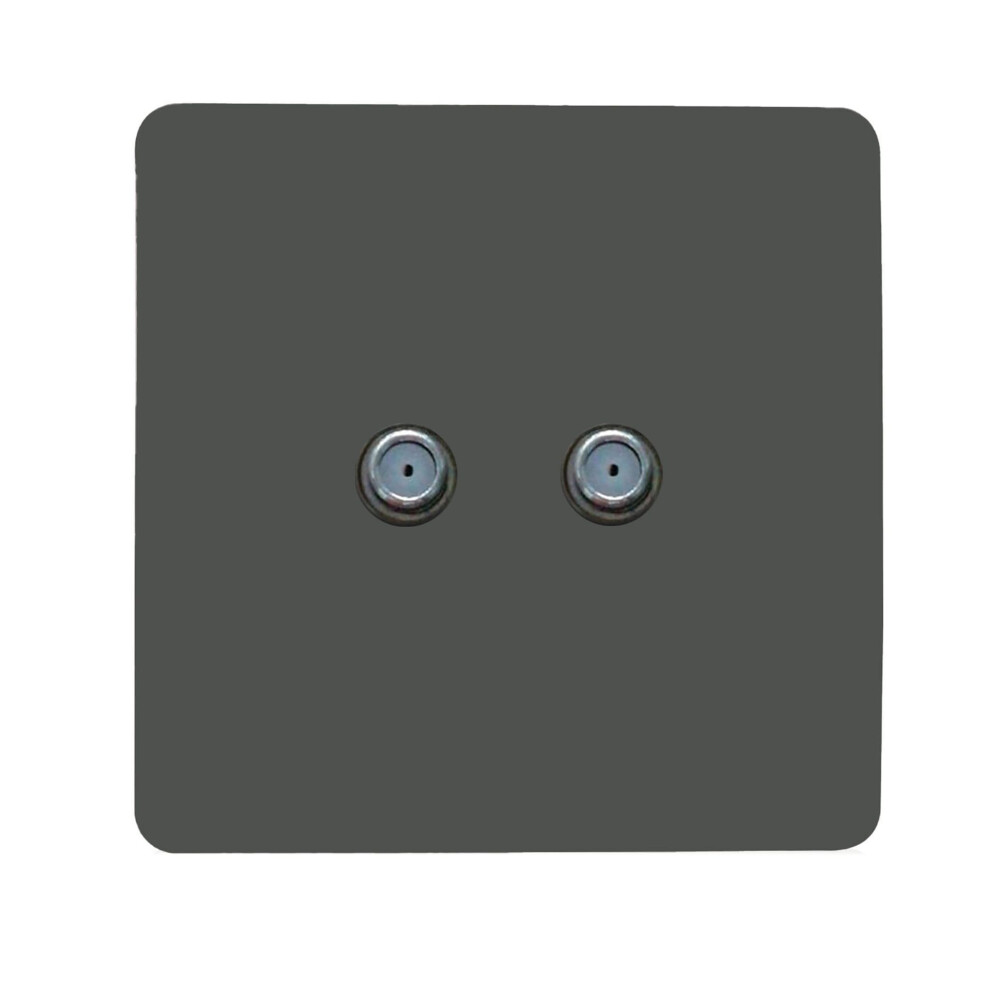 Trendi Switch 2 Gang Male F-Type Satellite Television Socketin Charcoal Grey